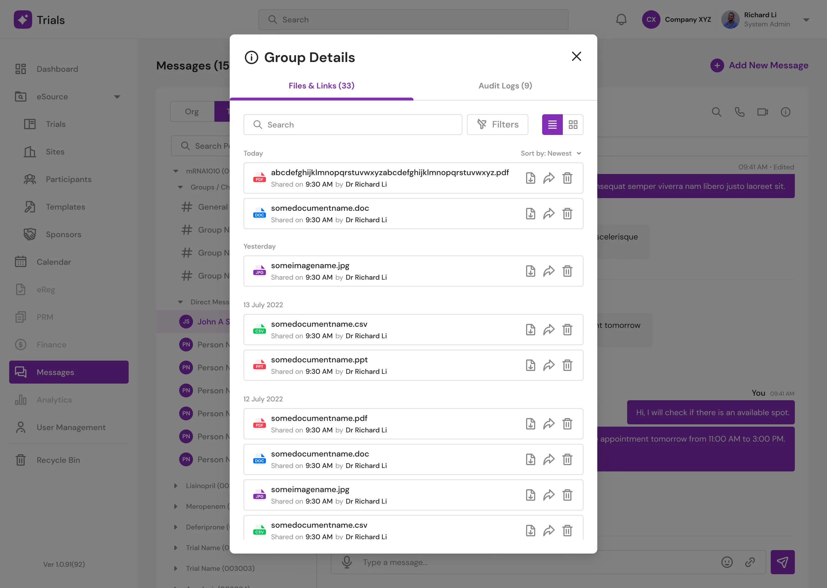 Message: Group Details (Light Mode)